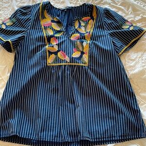 Madewell Floral Boho Embroidered Blouse